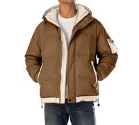 Generisch Veste d'hiver pour homme - Longue - Coupe-vent - Imperméable - Chaude - Doudoune d'hiver - Parka d'extérieur - Avec capuche - Poches zippées - Coupe droite - Veste de loisirs, café, 3XL