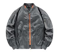 Generisch Veste d'hiver pour homme - Veste de loisirs - Veste blouson pour homme - Printemps et loisirs - Col montant - Air Force No.1 MA 1 - Veste de pilote, gris, 3XL