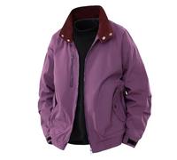 Generisch Veste d'hiver pour homme - Veste d'entraînement - Veste d'automne - Veste demi-saison - Veste pour homme dans un nouveau style robuste avec col montant ample - Grande taille, lilas, M