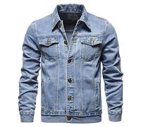 Generisch Veste en jean western doublée pour homme au design avec rembourrage chaud, coupe classique pour une mode décontractée élégante, BU1, XL