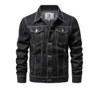 Generisch Veste en jean western doublée pour homme de style printemps avec coupe classique et confortable, Noir , L