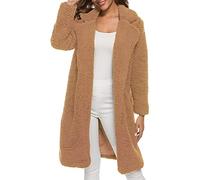 Generisch Veste en peluche pour femme - Manteau long en laine - Trench coat en polaire - Manteau d'hiver en fausse laine - Manteau en peluche chaud et élégant - Cardigan - Veste décontractée - Veste