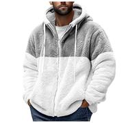 Generisch Veste en polaire pour homme avec capuche - Veste d'hiver patchwork - Intérieur en polaire - Veste thermique doublée en polaire - Veste demi-saison - Veste d'extérieur tendance - Veste de