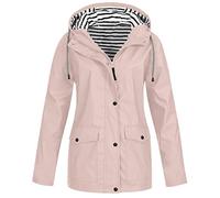 Generisch Veste épaisse pour femmes coupe-vent chaud grande taille couleur unie coupe à capuche, Rose, L