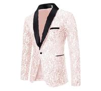 Generisch Veste jacquard cachemire pour homme - Fleurs - Blazer de mariage - Coupe ajustée - Moderne - Paillettes - Élégante - Vintage - Avec un bouton - Pour fête, remise de diplôme, festival
