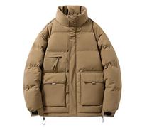 Generisch Veste matelassée légère et chaude pour homme - Doudoune imperméable - Coupe-vent - Avec poches - Veste de loisirs - Épaississement - Couleur unie - Manteau d'hiver, kaki, M