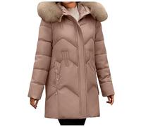 Generisch Veste matelassée pour femme - Coupe ajustée - Longueur moyenne - Avec grande doudoune - Pour l'hiver, kaki, 5XL