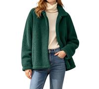 Generisch Veste polaire courte pour femme, sans capuche, veste en peluche avec poches et fermeture éclair, veste en peluche pour l'extérieur, légère, randonnée, veste d'hiver chaude, grandes tailles