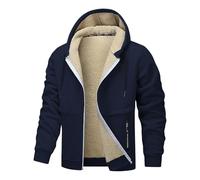 Generisch Veste polaire épaisse pour homme - Sweat à capuche avec fermeture éclair et poche - Veste de survêtement doublée d'hiver avec capuche - Intérieur en polaire - Manteau pour homme - Veste à