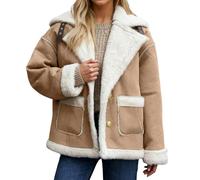 Generisch Veste polaire pour femme - Élégante veste en peau d'agneau - Doublure en peluche - Grandes tailles - Veste baggy en peluche avec poches - Manteau en peluche épais - Veste d'hiver