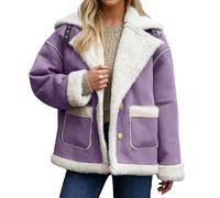 Generisch Veste polaire pour femme - Élégante veste en peau d'agneau - Doublure en peluche - Grandes tailles - Veste baggy en peluche avec poches - Manteau en peluche épais - Veste d'hiver