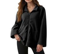 Generisch Veste polaire pour femme - Élégante veste en peau d'agneau - Doublure en peluche - Manteau polaire épais - Manches longues - Revers - Veste d'hiver avec fermeture éclair - Manteau d'hiver