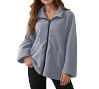 Generisch Veste polaire pour femme - Élégante veste en peau d'agneau - Doublure en peluche - Manteau polaire épais - Manches longues - Revers - Veste d'hiver avec fermeture éclair - Manteau d'hiver