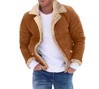 Generisch Veste polaire pour homme - Col à revers - Veste en peluche - Manches longues - Fermeture éclair - Veste non tissée respirante - Manteau d'hiver - Manteau en peluche - Doublure chaude - Veste