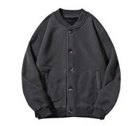 Generisch Veste polaire pour homme Coupe classique Veste polaire coupe-vent et isolation Veste de loisirs Bouton Down Cotton Coat Hiver Léger Chaud Veste d'hiver, gris foncé, L