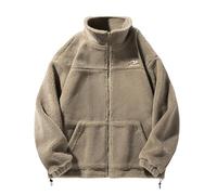 Generisch Veste polaire pour homme - Lettres brodées - Veste en peluche - Col montant - Veste d'hiver chaude - Tissu polaire - Veste d'extérieur ample et chaude - Couleur pure - Veste à col montant
