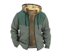 Generisch Veste polaire pour homme - Veste d'hiver chaude - Manteau d'hiver - Veste de loisirs - Veste de survêtement pour la randonnée - Jogging - Vintage - Veste à capuche en polaire bicolore, O