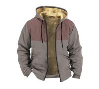 Generisch Veste polaire pour homme - Veste d'hiver chaude - Manteau d'hiver - Veste de loisirs - Veste de survêtement pour la randonnée - Jogging - Vintage - Veste à capuche en polaire bicolore, O