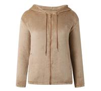 Generisch Veste polaire - Sweat à capuche douillet pour femme - En polaire - Chaud - Pour l'automne et l'hiver - Fermeture éclair - Manteau en fourrure avec poches - Veste à capuche, kaki, XXL
