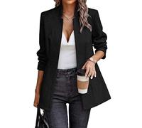 Generisch Veste pour femme coupe slim jacquard patchwork élégante veste en laine épaisse pour femme, Noir foncé., L