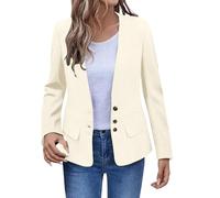 Generisch Veste pour femme légère décontractée col en V ouvert devant mince manches longues bouton vers le bas cardigan combinaison de travail vestes hauts avec poches manteau automne printemps veste
