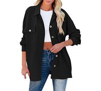 Generisch Veste pour femme - Sweat-shirt surdimensionné - Couleur unie - Manches longues - Avec poche - Automne - Printemps - Veste de randonnée, Noir , L
