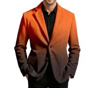 Generisch Veste pour homme - Style sportif et décontracté - Blazer moderne - Coupe droite - 2 boutons - Veste de costume d'affaires - Dégradé de couleur - Manteau de transition, Orange, 3XL