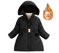 Generisch Veste Rembourrée pour Fille en Longue Épaisseur Style Étranger Mode Féminine Veste Rembourrée en Duvet pour l'Hiver, Noir , 9-10 ans