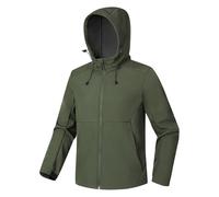 Generisch Veste softshell à capuche pour homme - Veste fonctionnelle légère pour l'extérieur et la vie quotidienne - Veste demi-saison coupe-vent et imperméable, Style_b01 vert armée, 5XL