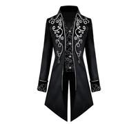 Generisch Veste steampunk pour homme - Manteau médiéval - Veste steampunk pour homme - Veste de vampire - Veste de pirate - Manteau Renaissance - Veste victorienne steampunk gothique pour homme, Noir