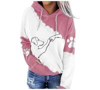 Generisch Veste sweat à capuche pour femme avec femmes, motif de chien mignon, graphique de coup de poing, manches longues, grande taille, sweat à capuche avec poches Blanc moelleux, Rose, L