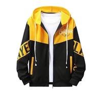 Generisch Veste Techwear, pour homme, jeune, hip hop, streetwear, avec capuche, patchwork, sweatshirts, bomber, veste de jogging, veste à capuche, veste universitaire, trench, veste de sport