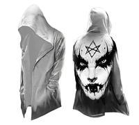 Generisch Veste viking pour homme - Cosplay - Longueur moyenne - Sweat à capuche - Mythe nordique - Cadeau médiéval - Cardigan avec capuche - Cape - Impression 3D