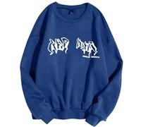 Generisch Veste Zip Up Hoodies Hip Hop Sweatshirt Imprimé Veste à capuche Street Fashion Unisexe Cordon de serrage Veste à capuche Années 90 E Girl Top Grandes tailles Femme, bleu, L