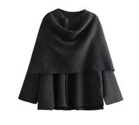 Generisch Vestes châles surdimensionnées pour femme, manches longues, fermeture à boutons, manteaux décontractés, manteaux de mi-saison, manteau d'automne et d'hiver, écharpes, Gris foncé., M