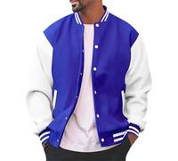 Generisch Vestes Costume Homme Mode Varsity Veste Décontractée Slim Fit Coton Letterman Baseball Blouson Bomber Urb An Classique Veste College Costume Homme, bleu, L