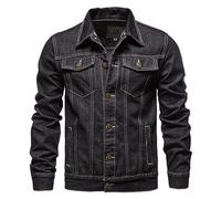 Generisch Vestes d'affaires pour homme - Chemise en jean - Non unie - Manches longues - Fix - Pour homme, Noir , 5XL