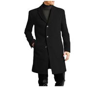 Generisch Vestes d'été Hommes Manteau d'hiver Veste Style Mode Beau Manteau Long en Laine Confortable Chaud Doux Manteau Court Homme, Noir , L