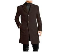 Generisch Vestes d'été Hommes Manteau d'hiver Veste Style Mode Beau Manteau Long en Laine Confortable Chaud Doux Manteau Court Homme, café, XL