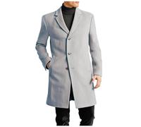 Generisch Vestes d'été Hommes Manteau d'hiver Veste Style Mode Beau Manteau Long en Laine Confortable Chaud Doux Manteau Court Homme, gris, M