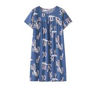 Generisch Vêtement de nuit ample pour la maison, robe de nuit en coton et soie à manches courtes pour femmes au milieu de la vie, pour les personnes âgées Blouses grande taille, b, taille unique