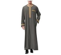 Generisch Vêtements de prière pour hommes élégant long musulman grande taille imprimé tuniques thobe grandes tailles rétro festif peignoir robes musulmanes arabes vêtements djellaba