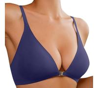 Generisch Vêtements de sommeil pour femme sans armatures, décolleté profond, col en V profond, bralette rembourrée, sans couture, soutien-gorge confortable avec maintien 2 hors de la campagne, bleu