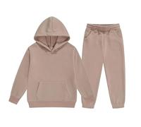 Generisch Vêtements de sport enfants filles manches longues uni chaud sweat à capuche pull tops pantalons enfants tenues survêtement survêtement jogging bébé garçon 74, beige, 8-9 ans