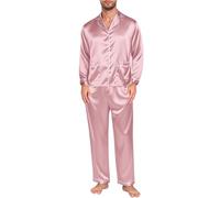 Generisch Vêtements de tous les jours pour homme, famille, t-shirts à manches longues, pantalon, chemise, pantalon, ensembles pulls pour hommes cool, Rose, M