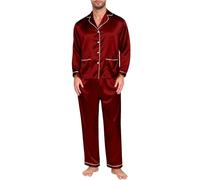 Generisch Vêtements de tous les jours pour homme, famille, t-shirts à manches longues, pantalon, chemise, pantalon, ensembles pulls pour hommes cool, Bordeaux, S