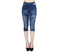 Generisch Vêtements de travail Soins Femmes Pantalon Taille Jean-liken Imprimé Sept Pantalons pour Femmes Pantalon Femme Court Handball, bleu, M