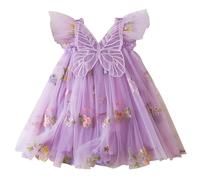 Generisch Vêtements pour bébé fille - Vêtements pour bébé - Papillon - Ailes - Dentelle - Décontracté - Manches courtes - Pantalon - Ensemble pour femme, lilas, 6-12 mois