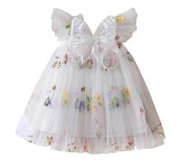 Generisch Vêtements pour bébé fille - Vêtements pour bébé - Papillon - Ailes - Dentelle - Décontracté - Manches courtes - Pantalon - Ensemble pour femme, Blanc., 2-3 ans