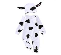 Generisch Vêtements pour enfant 80 à 86 cm - Ensemble de vêtements pour nouveau-né garçon et fille - Costume d'Halloween - Motif vache - 2 pièces - Tenue de cosplay - Combinaison pour bébé 68 garçon